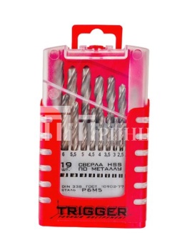 Набор сверл по металлу ТРИГГЕР 74343 P6M5 1,0-10,0ММ (набор 19ШТ) купить в Тюмени от «Принцип-Т»